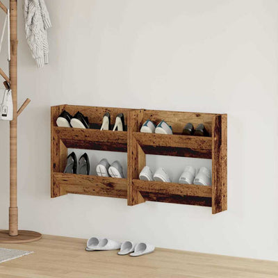 Vidaxl schoenenkast 2 st 60 x 18 x 60 cm bewerkt hout oud hout