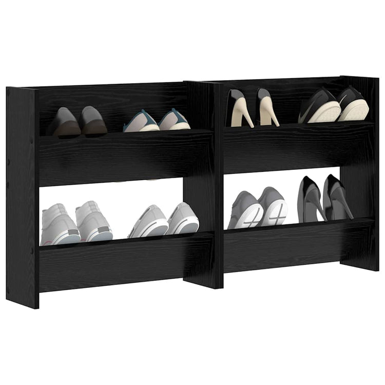 Vidaxl schoenenkast 2 st 60 x 18 x 60 cm bewerkt hout zwart eiken