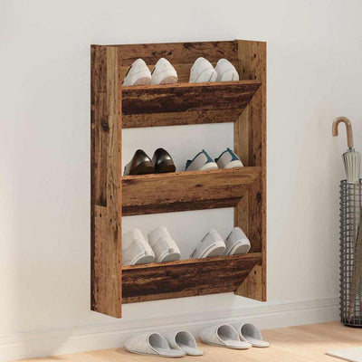 Vidaxl schoenenkast 60 x 18 x 90 cm bewerkt hout oud hout