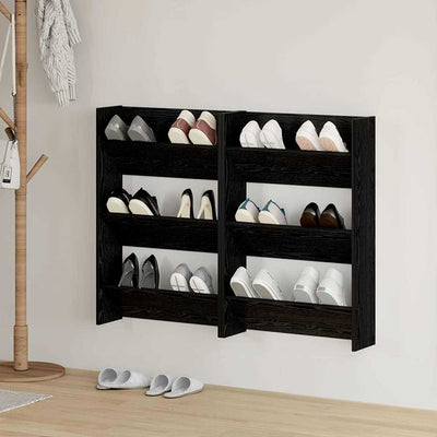 Vidaxl schoenenkast 2 st 60 x 18 x 90 cm bewerkt hout zwart eiken