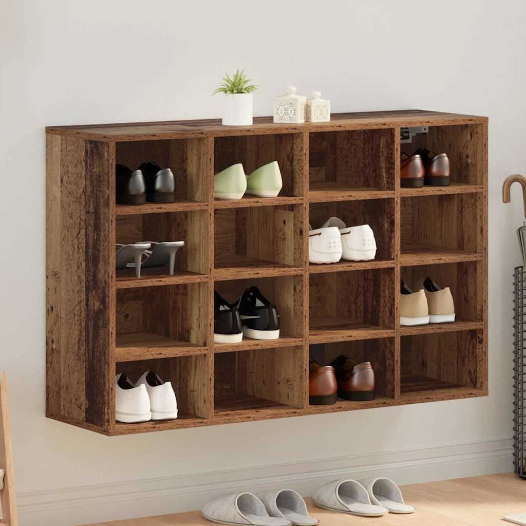 Vidaxl schoenenkast 103 x 30 x 67 cm bewerkt hout oud hout