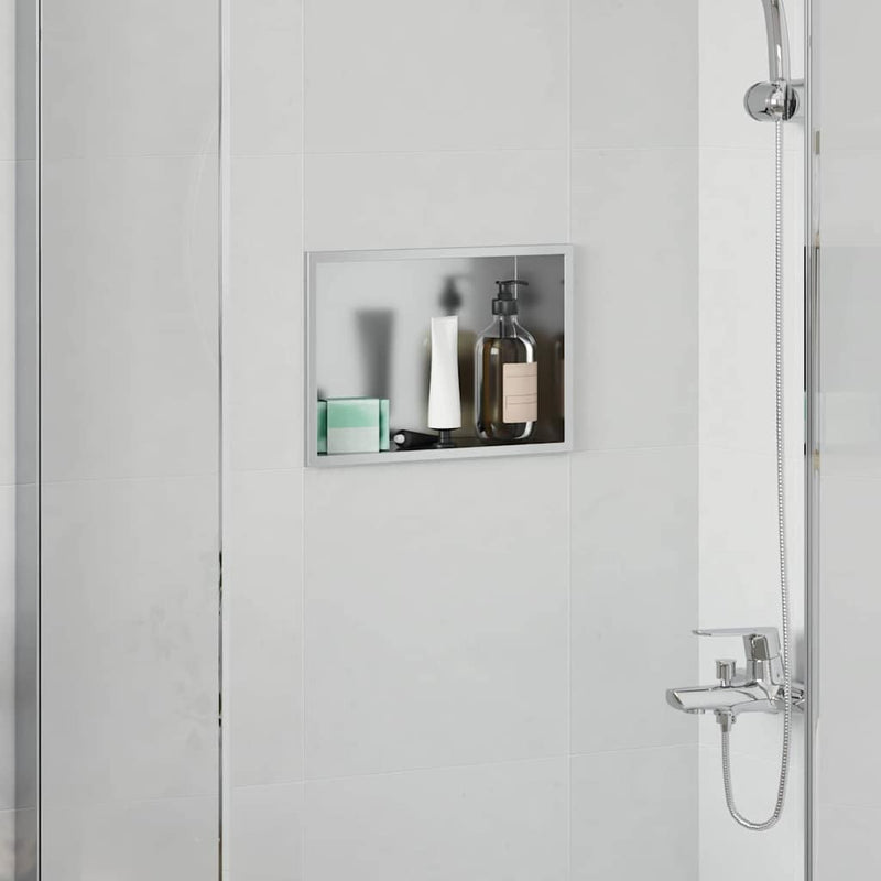 Vidaxl douche niche zilver 30 x 20 x 9,5 cm roestvrij staal