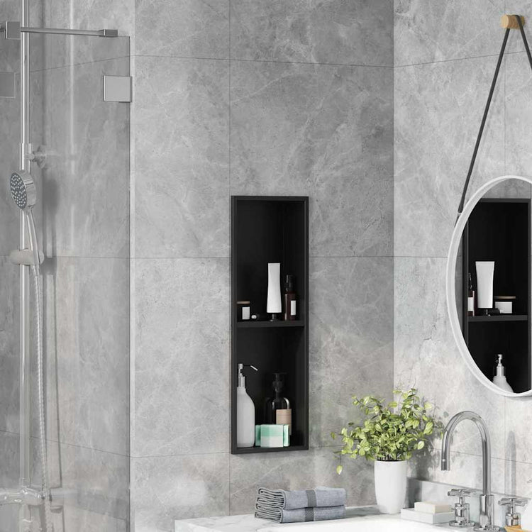 Vidaxl douche niche zwart 60 x 20 x 9,5 cm roestvrij staal