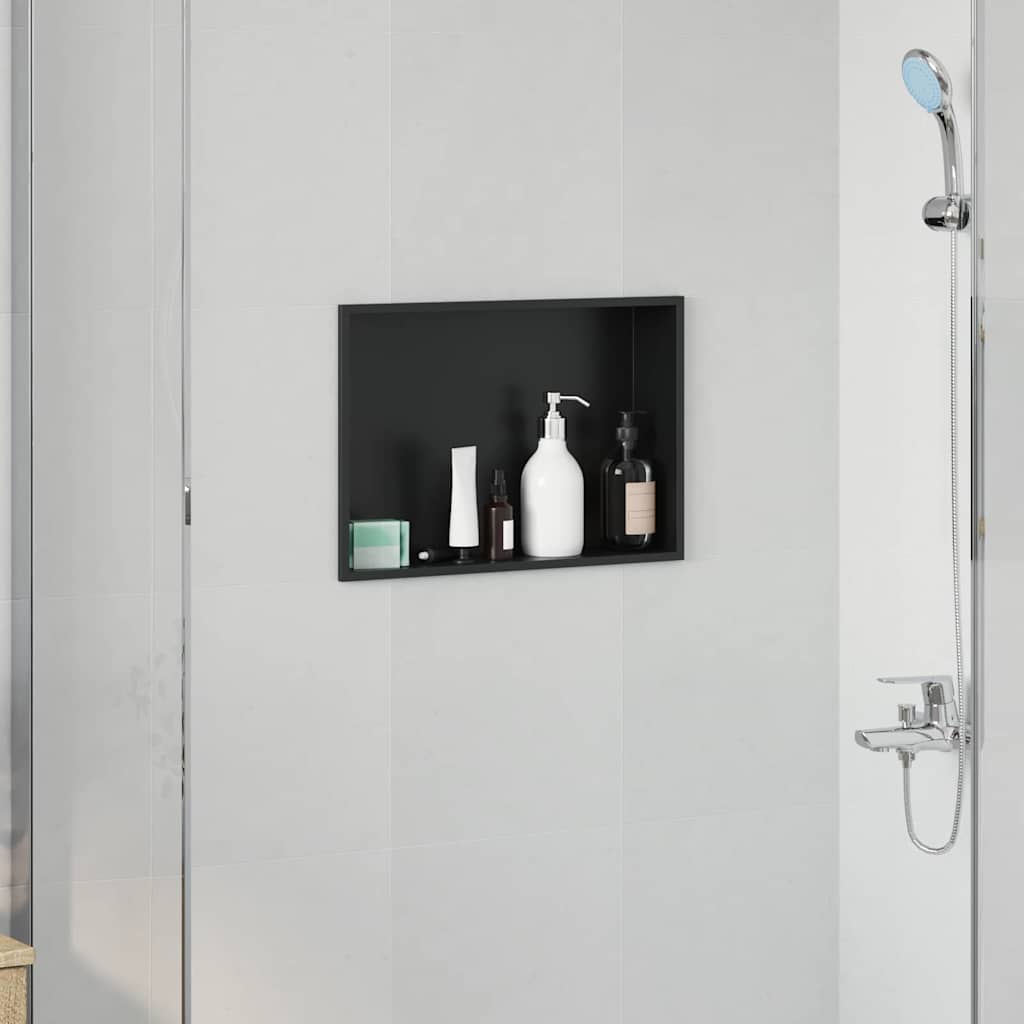 Vidaxl douche niche zwart 45 x 30 x 9,5 cm roestvrij staal