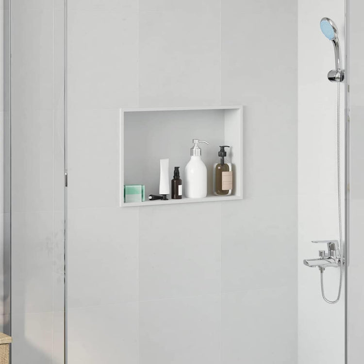 Vidaxl douche niche wit 45 x 30 x 9,5 cm roestvrij staal