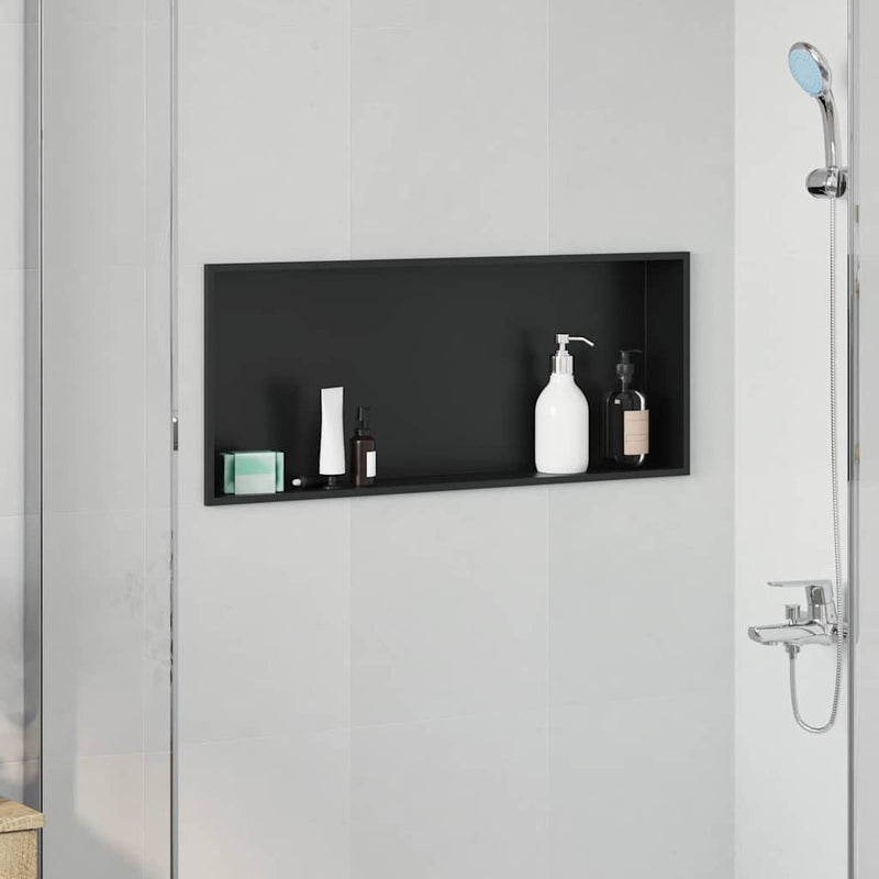 Vidaxl douche niche zwart 75 x 30 x 9,5 cm roestvrij staal