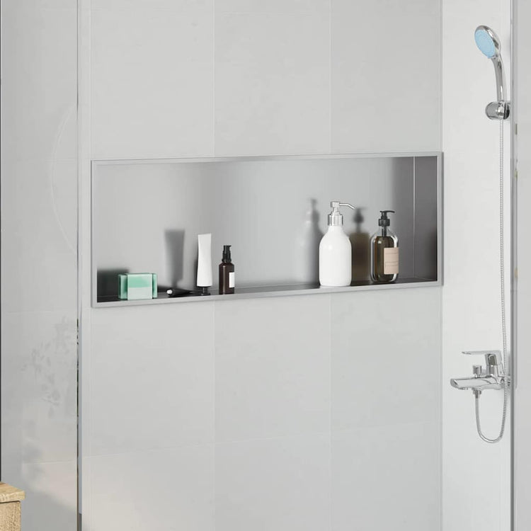 Vidaxl douche niche zilver 90 x 30 x 9,5 cm roestvrij staal