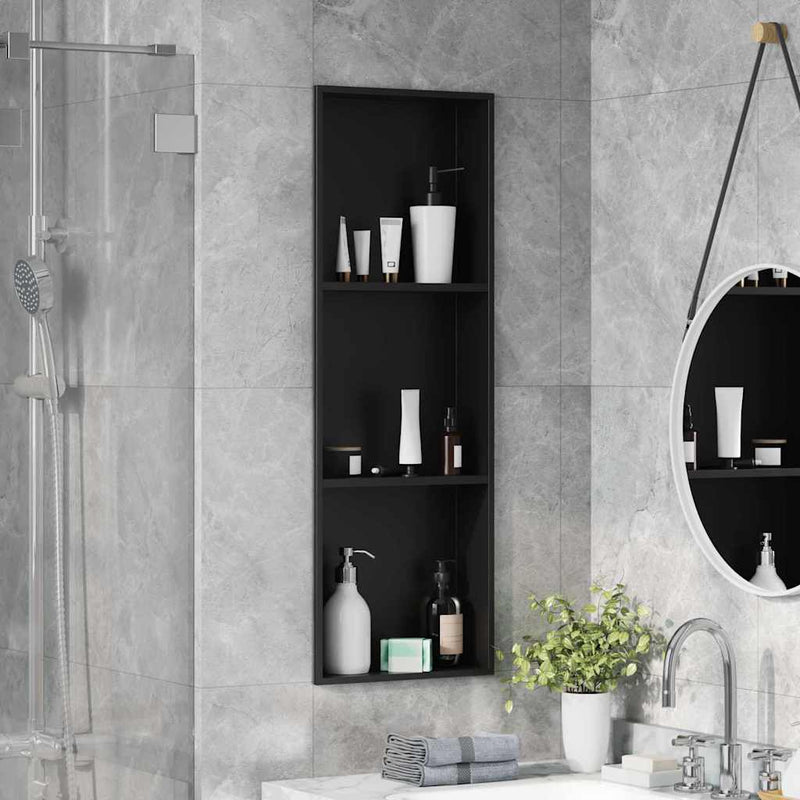 Vidaxl douche niche zwart 90 x 30 x 9,5 cm roestvrij staal