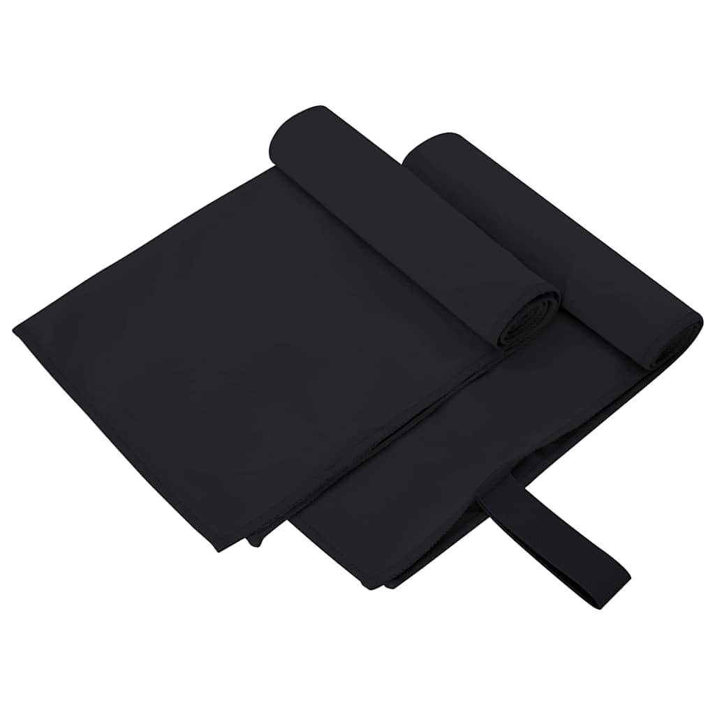 Vidaxl sporthanddoeken 2 pcs zwart 50 x 30 cm polyester en polyamide