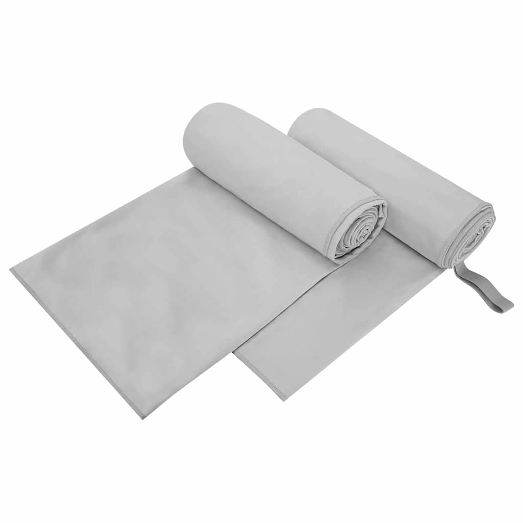 Vidaxl sporthanddoeken 2 st grijs 200 x 100 cm polyester en polyamide