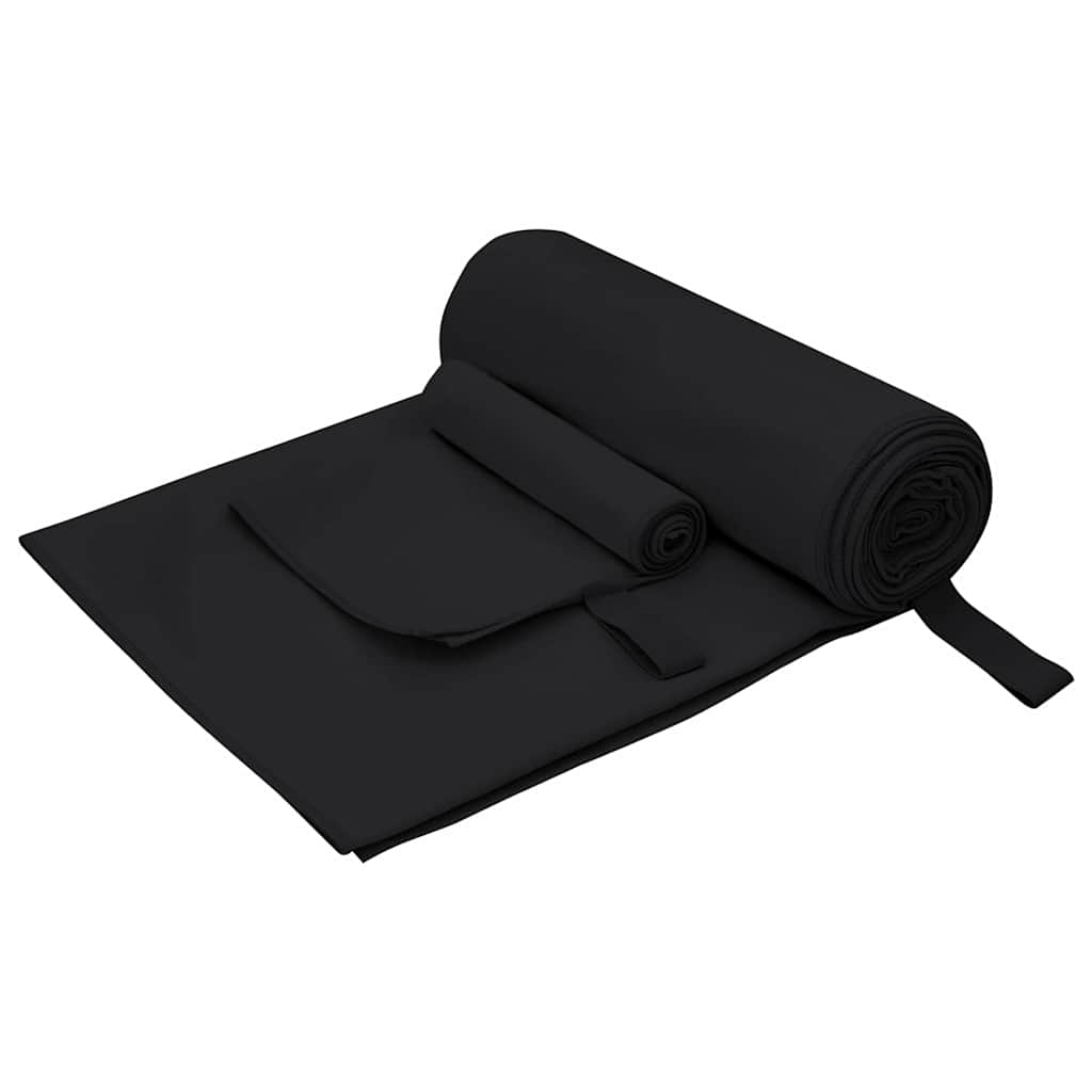 Vidaxl set van sporthanddoeken 2 pcs zwart stof