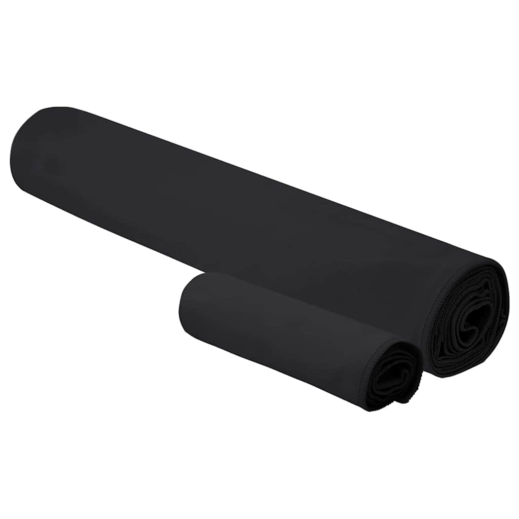 Vidaxl set van sporthanddoeken 2 pcs zwart stof