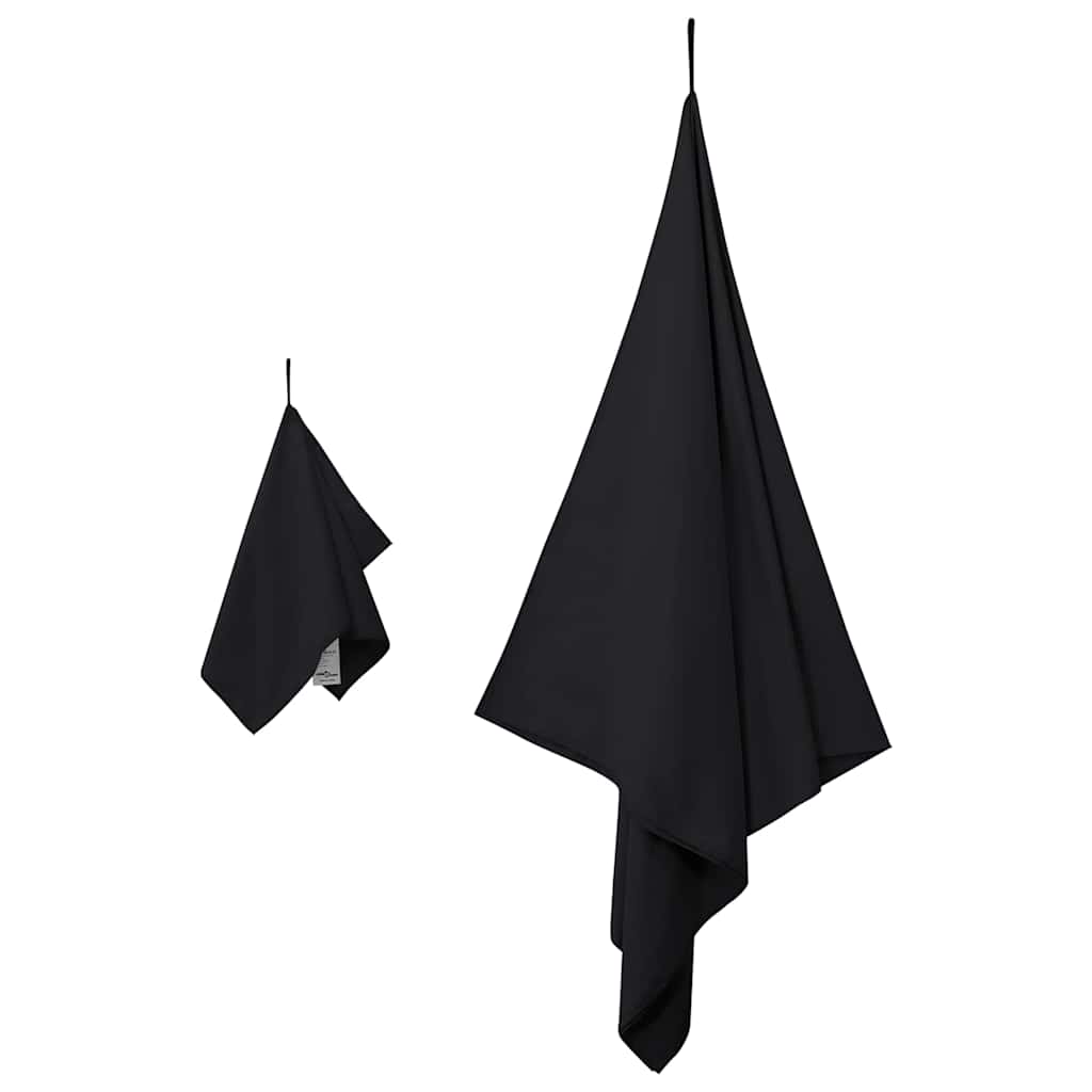 Vidaxl set van sporthanddoeken 2 pcs zwart stof