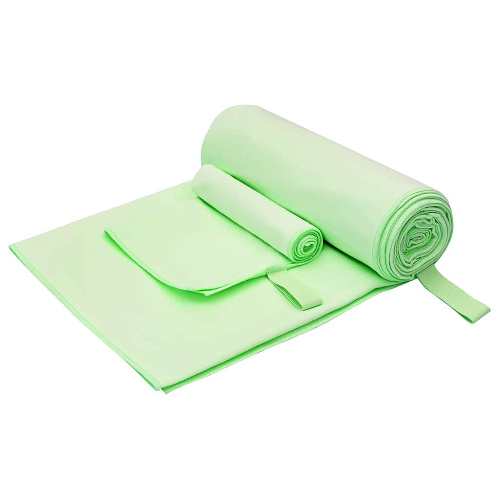 Vidaxl set van sporthanddoeken 2 st groen 50 x 30 cm, 200 x 100 cm