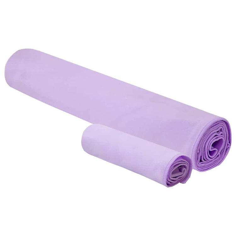 Vidaxl set van sporthanddoeken 2 st paars 50 x 30 cm, 200 x 100 cm