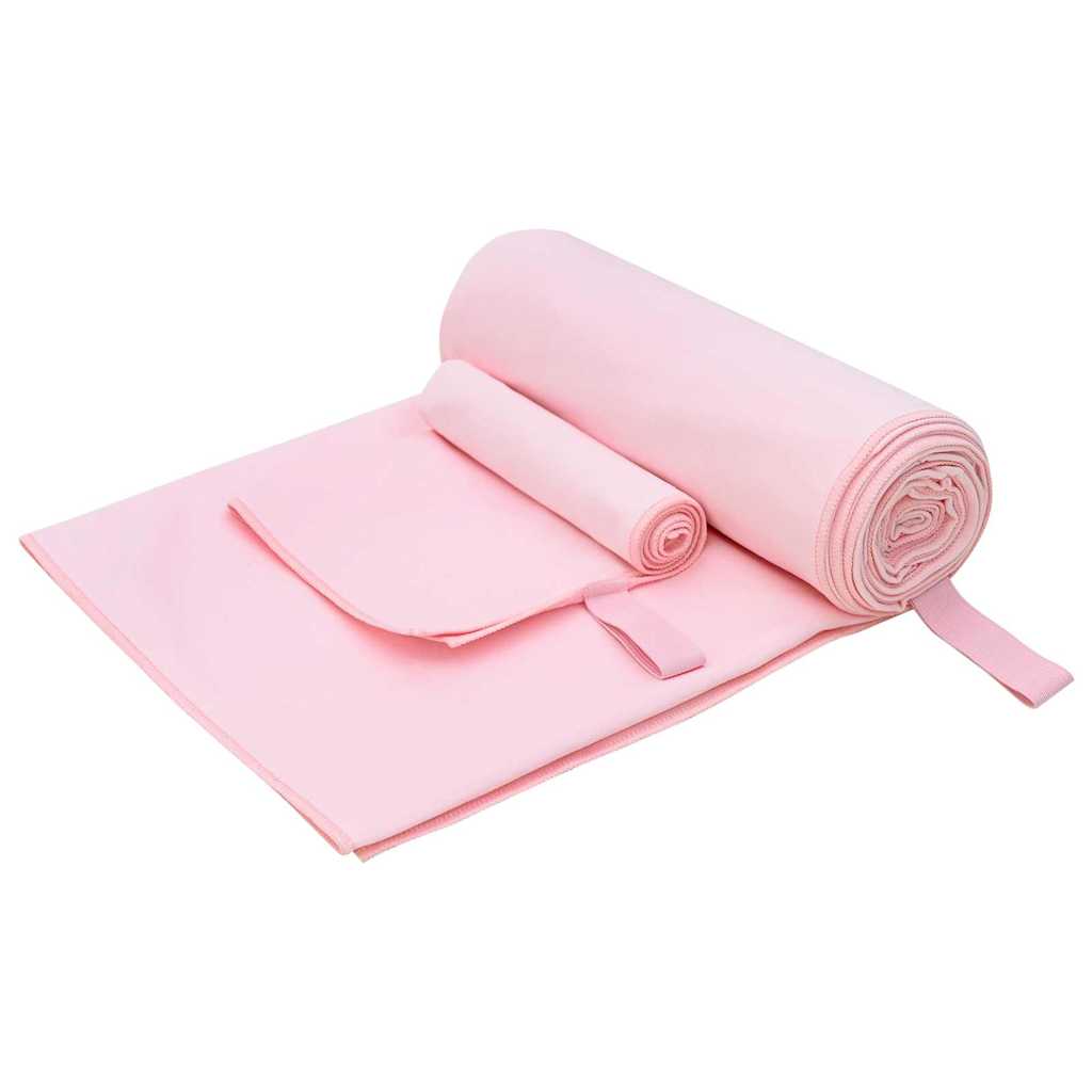 Vidaxl set van sporthanddoeken 2 st roze 50 x 30 cm, 200 x 100 cm