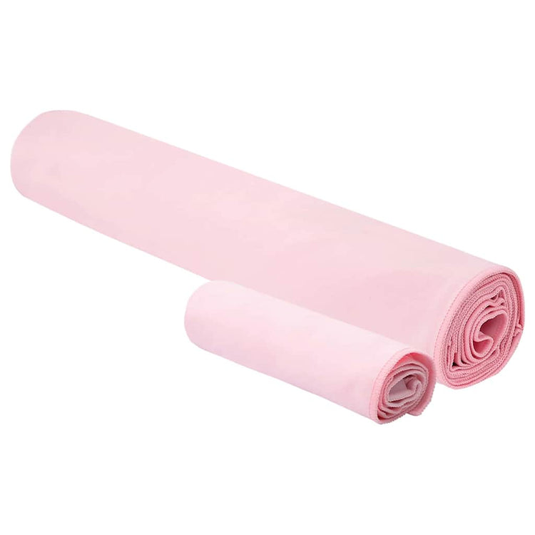 Vidaxl set van sporthanddoeken 2 st roze 50 x 30 cm, 200 x 100 cm