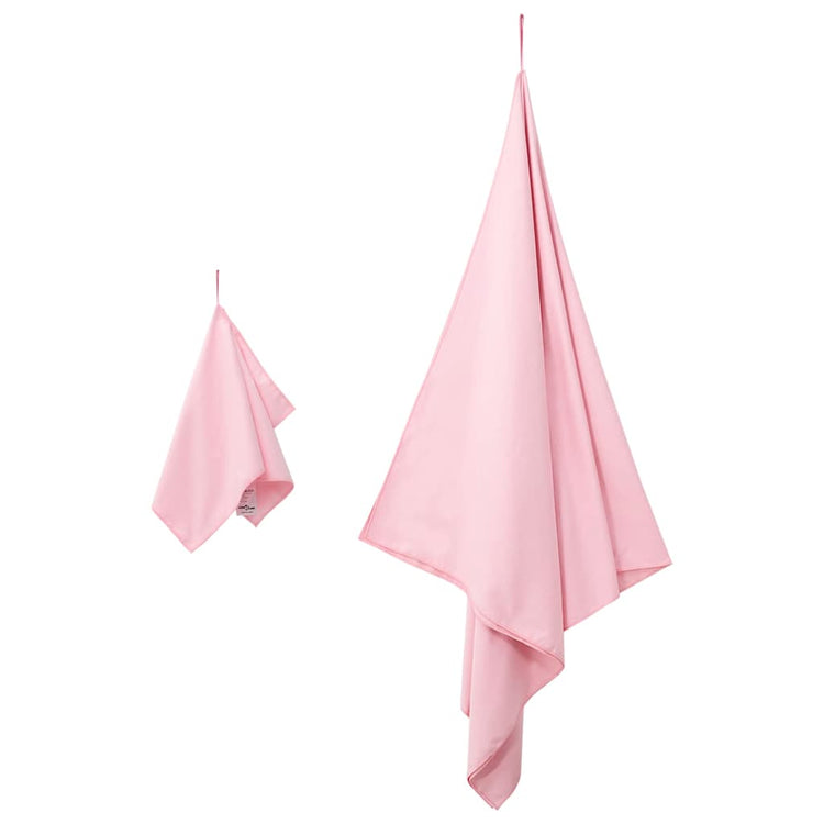 Vidaxl set van sporthanddoeken 2 st roze 50 x 30 cm, 200 x 100 cm