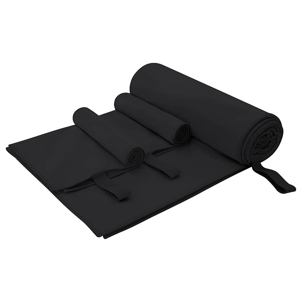Vidaxl set van sporthanddoeken 3 st zwart 210 x 100 cm