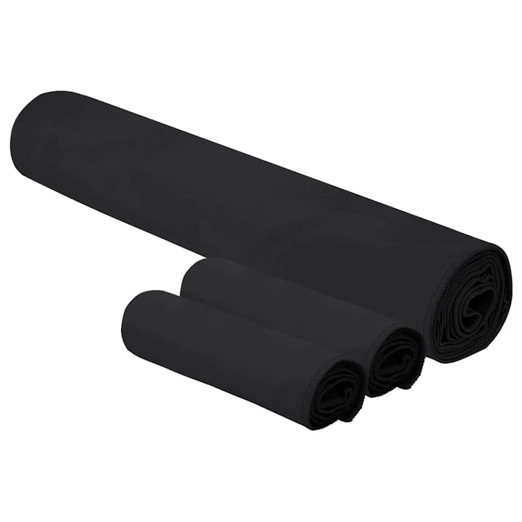 Vidaxl set van sporthanddoeken 3 st zwart 210 x 100 cm