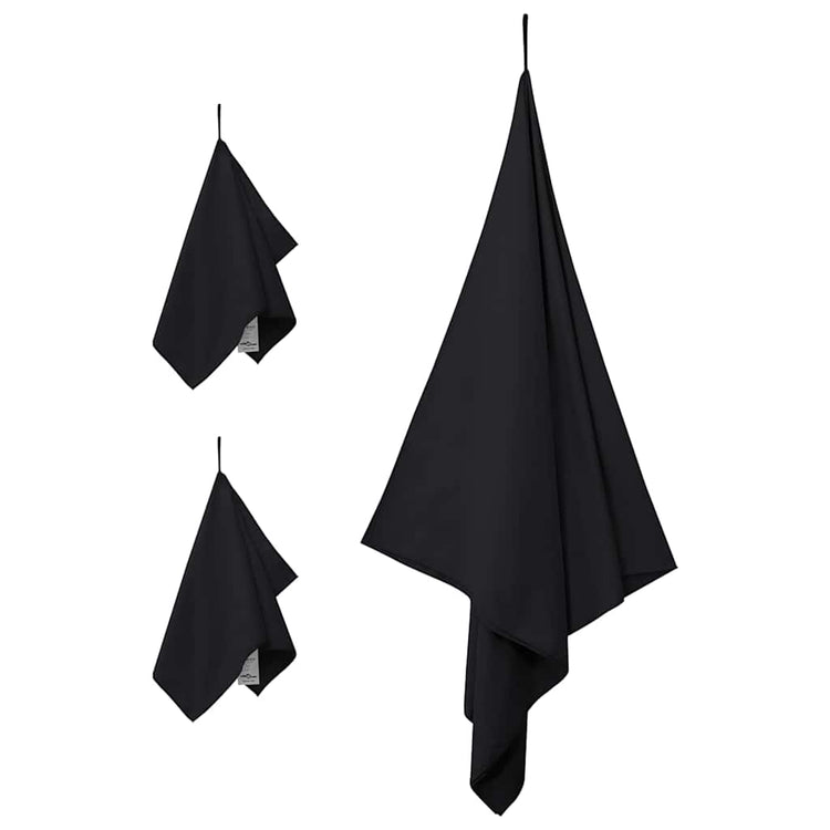 Vidaxl set van sporthanddoeken 3 st zwart 210 x 100 cm
