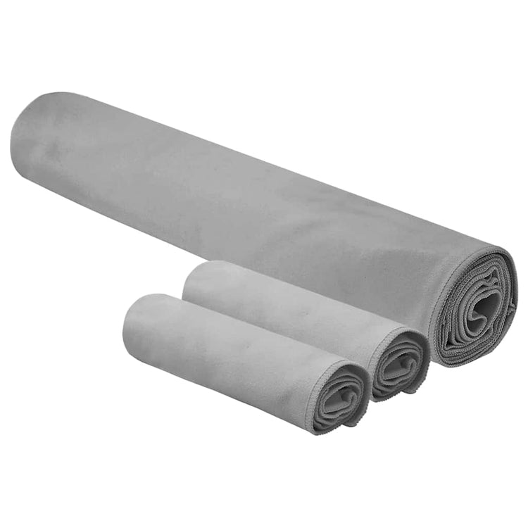 Vidaxl set van sporthanddoeken 3 st donkergrijs 210 x 100 cm