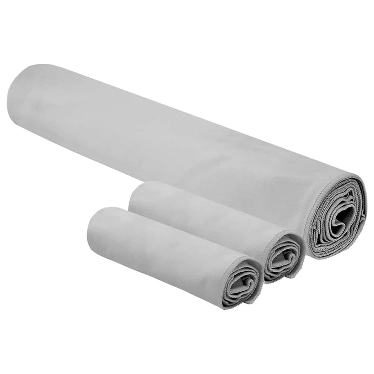 Vidaxl set van sporthanddoeken 3 st grijs 210 x 100 cm