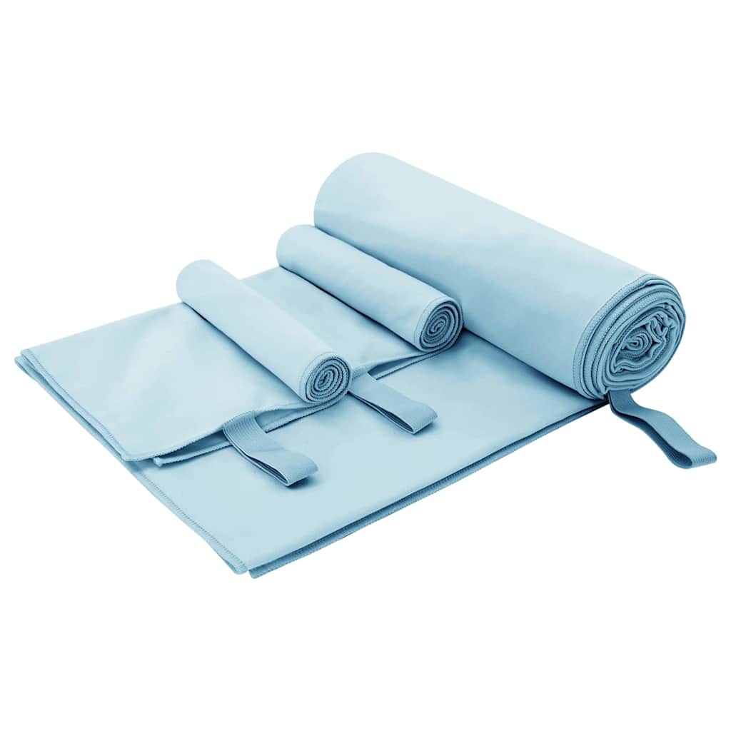 Vidaxl set van sporthanddoeken 3 st blauw 210 x 100 cm
