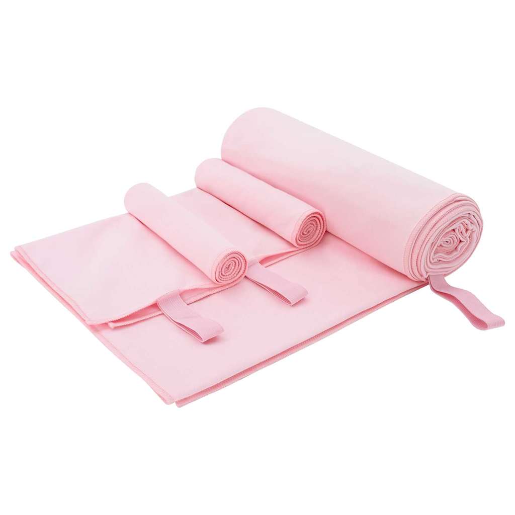 Vidaxl set van sporthanddoeken 3 pcs roze polyester en polyamide