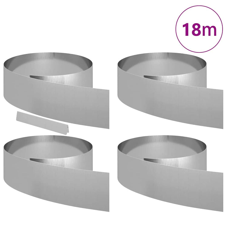 Vidaxl tuinrand 4 st 450 x 20 cm gegalvaniseerd staal zilver