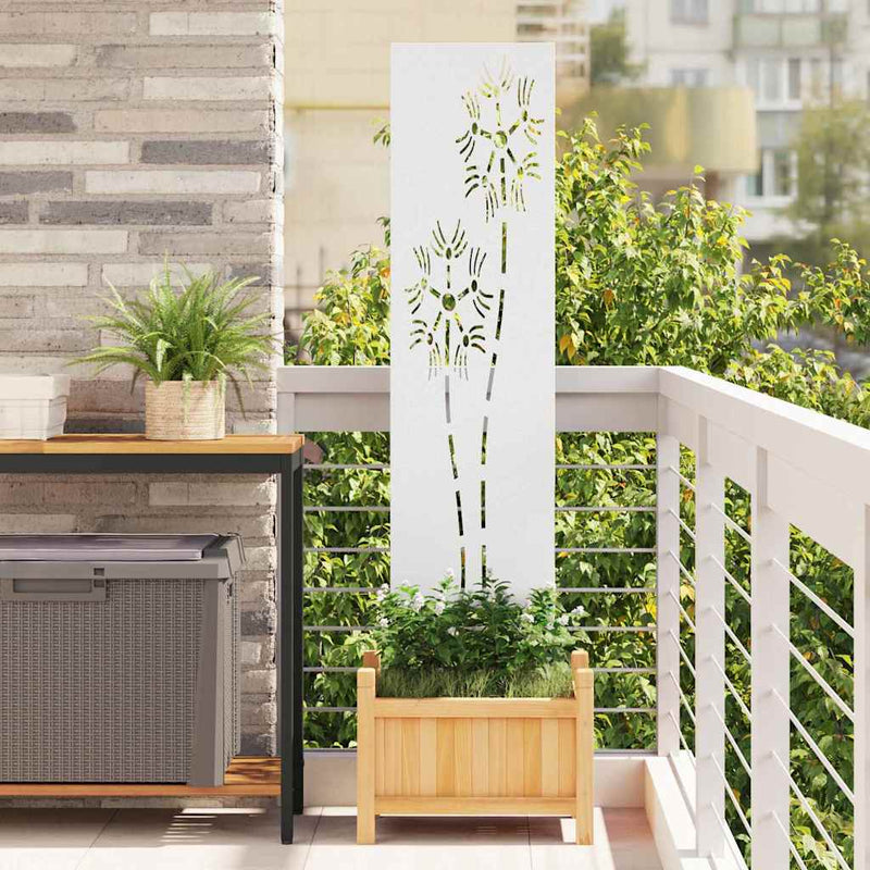 Vidaxl tuin privacy screen fretwerk wit 32 x 140 cm koudgewalst staal