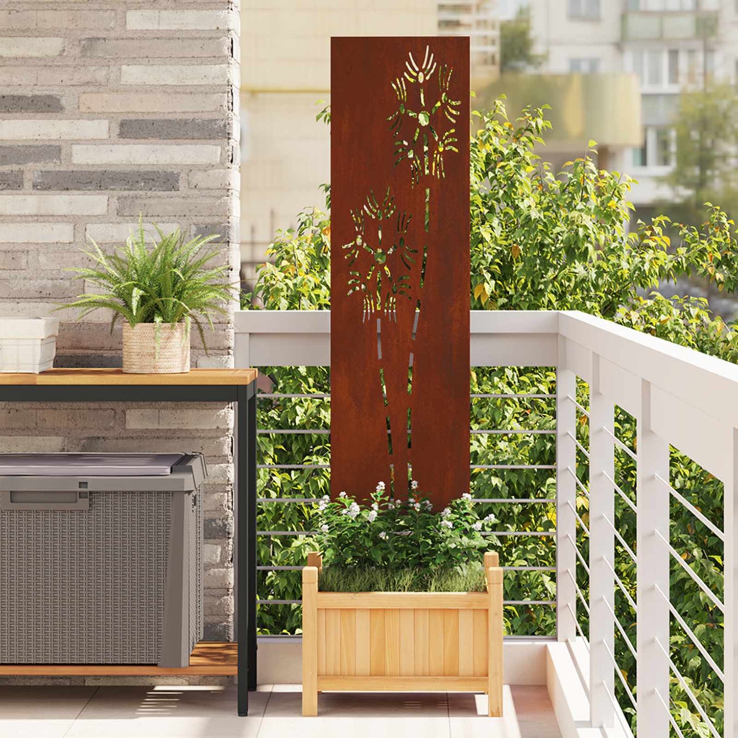 Vidaxl tuin privacy screen fretwerk roestig 32 x 140 cm cortenstaal