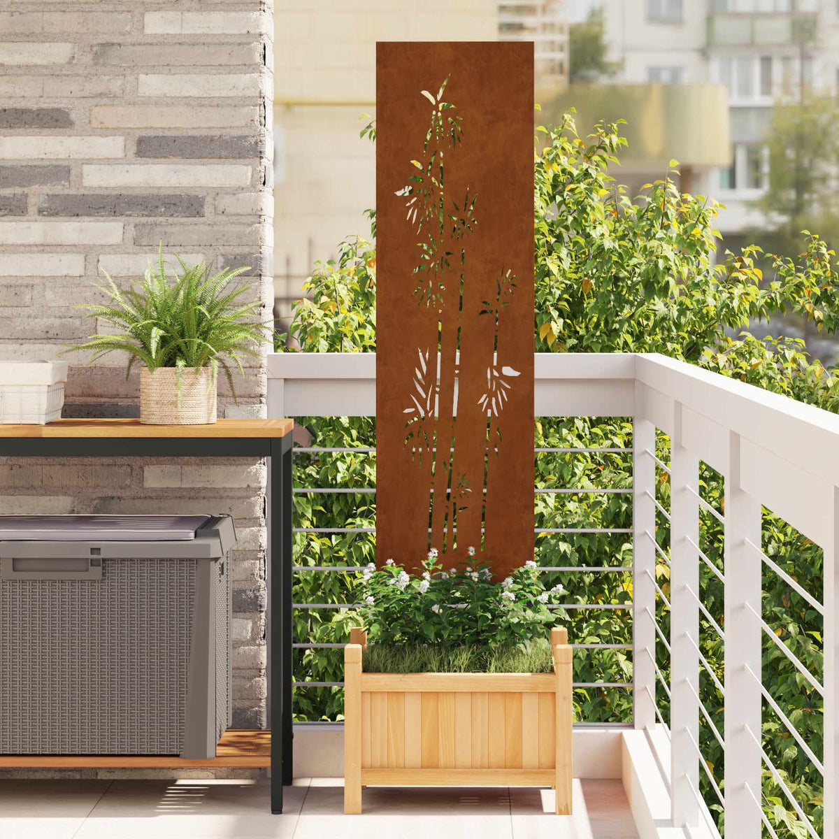 Vidaxl tuin privacy screen bloemen roestig 32 x 140 cm weervast staal