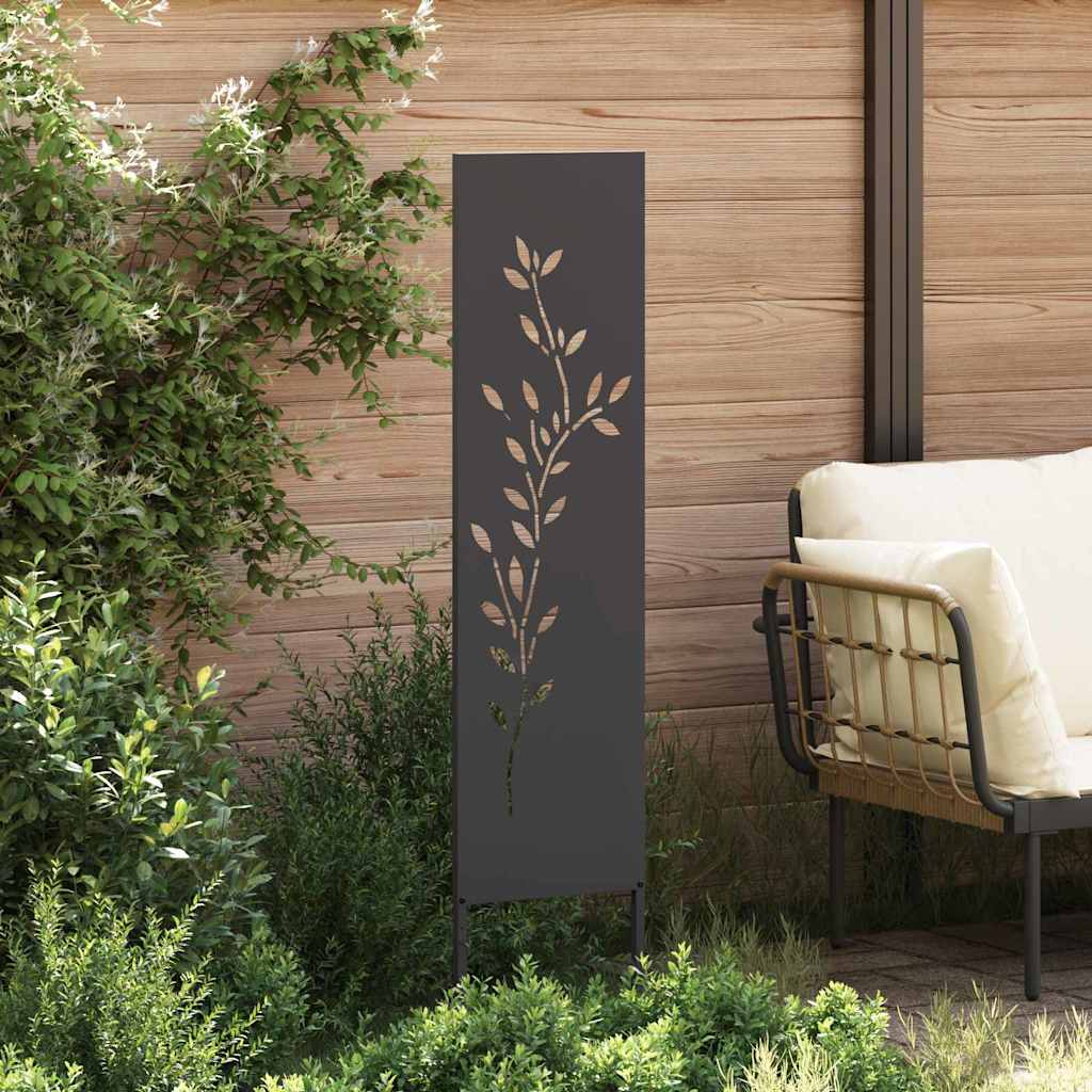 Vidaxl tuin privacy screen bloemen zwart 32 x 140 cm koudgewalst staal