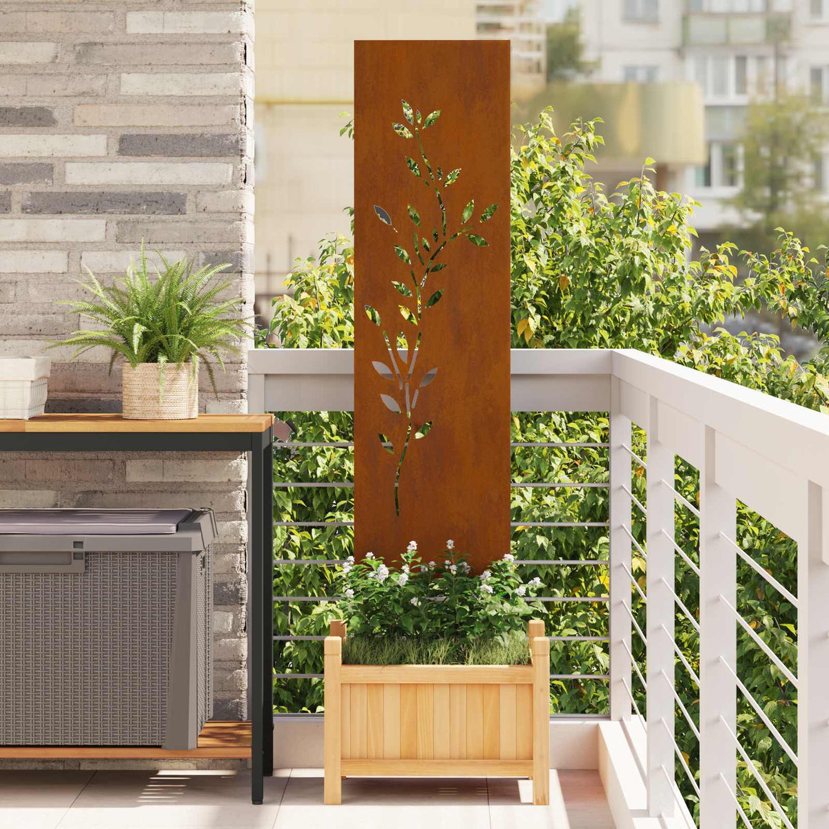 Vidaxl tuin privacy screen bloemen roestig 32 x 140 cm cortenstaal