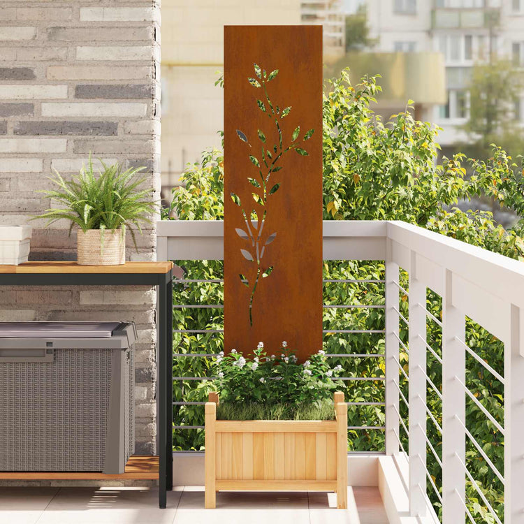 Vidaxl tuin privacy screen bloemen roestig 32 x 140 cm cortenstaal