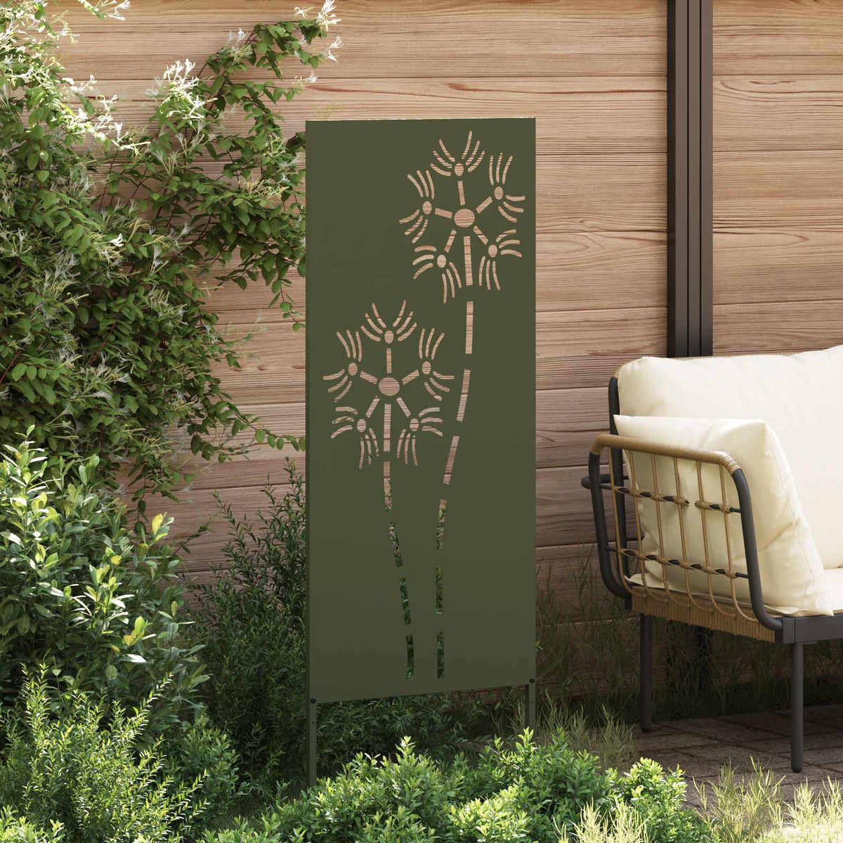 Vidaxl tuin privacy screen olijfgroen 50 x 140 cm koudgewalst staal