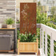 Vidaxl tuin privacy screen bloemen roestig 50 x 140 cm weervast staal