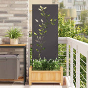 Vidaxl tuin privacy screen bloemen zwart 50 x 140 cm koudgewalst staal - afbeelding 1