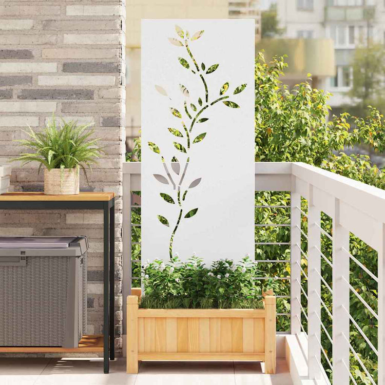 Vidaxl tuin privacy screen bloemen wit 50 x 140 cm koudgewalst staal