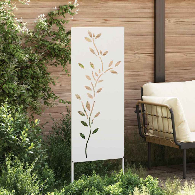 Vidaxl tuin privacy screen bloemen wit 50 x 140 cm koudgewalst staal