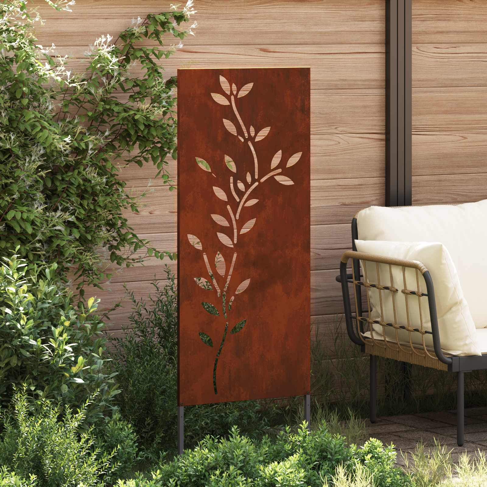 Vidaxl tuin privacy screen bloemen roestig 50 x 140 cm cortenstaal