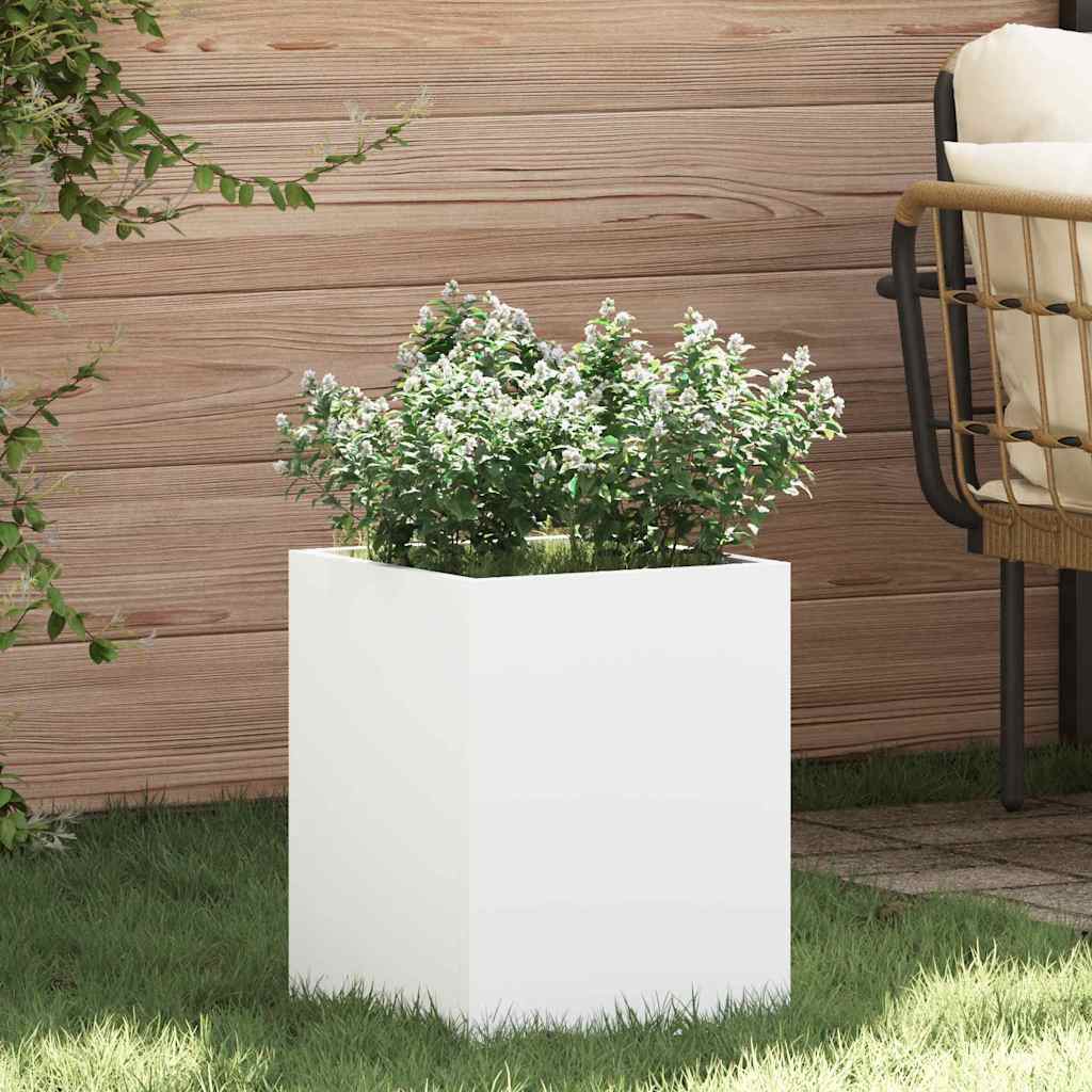 Vidaxl tuin bloempot wit 32 x 32 x 40 cm koudgewalst staal