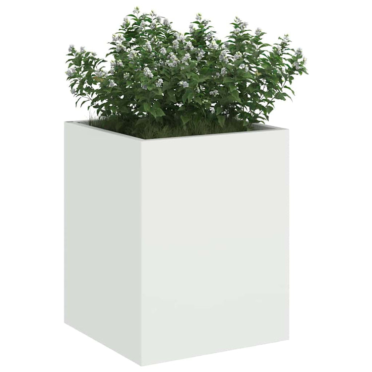 Vidaxl tuin bloempot wit 32 x 32 x 40 cm koudgewalst staal