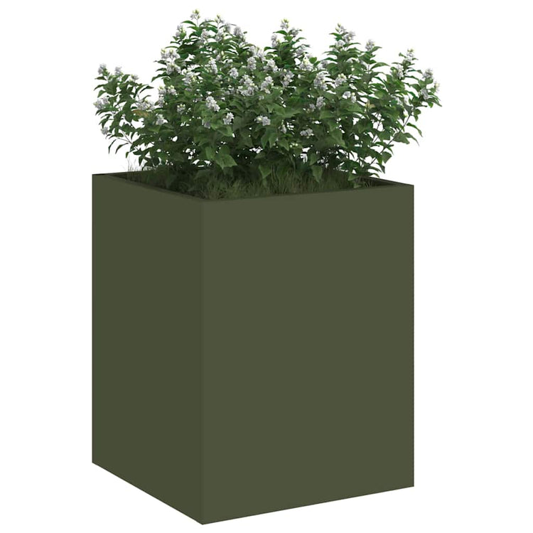 Vidaxl plantenbak olijf groen 32 x 32 x 40 cm koudgewalst staal
