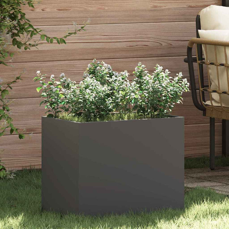 Vidaxl tuin bloempot zwart 50 x 32 x 40 cm koudgewalst staal