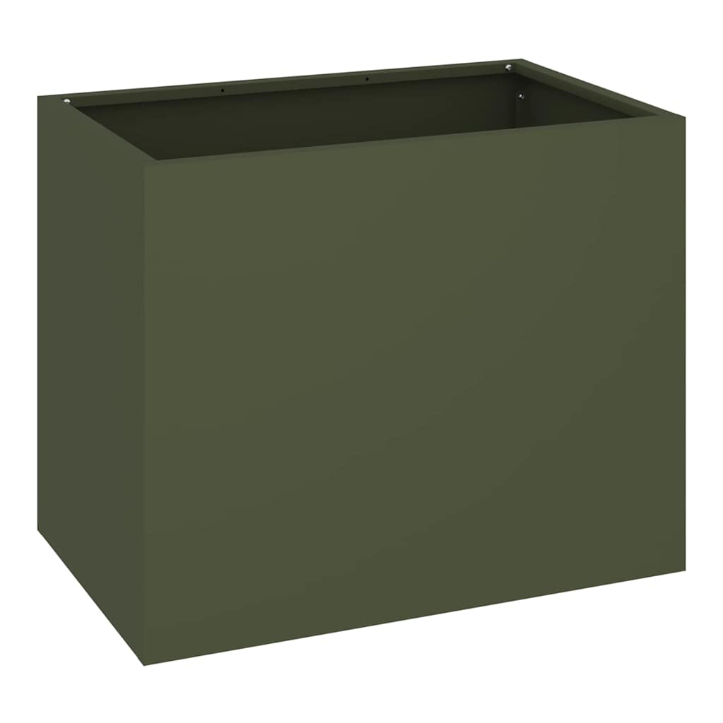 Vidaxl tuin bloempot olijfgroen 50 x 32 x 40 cm koudgewalst staal