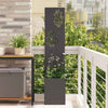 Vidaxl tuin privacy screen bloemen zwart 32 x 140 cm koudgewalst staal