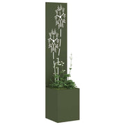 Vidaxl tuin privacy screen bloemen olijfgroen 32 x 32 x 150 cm - afbeelding 3