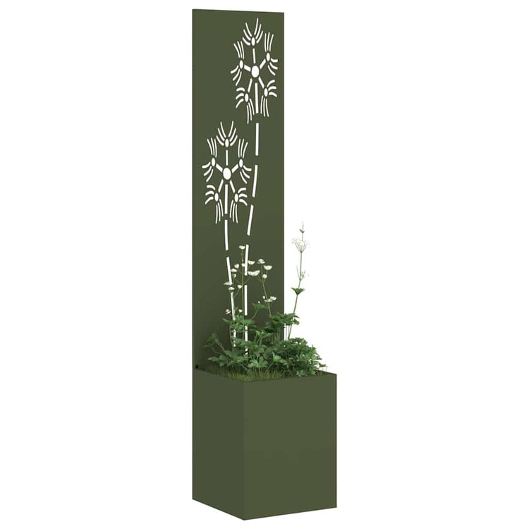 Vidaxl tuin privacy screen bloemen olijfgroen 32 x 32 x 150 cm